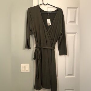 Forever 21 Olive V-Neck Dress